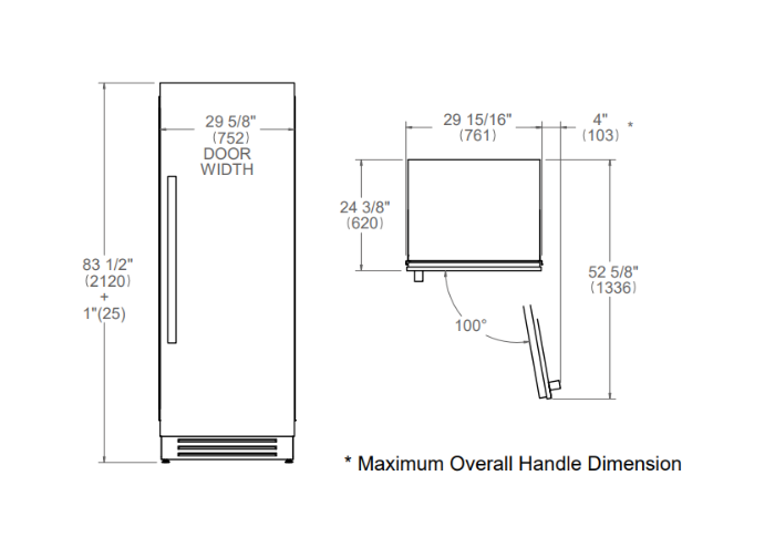 75 cm Built-in Refrigerator Column | Bertazzoni